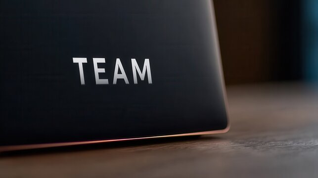 Team Workspace Setup Featuring a Laptop and Wooden Desk in a Cozy Office Environment