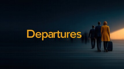 People Walking Towards the Light in a Depature Scene at an Airport