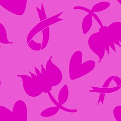 Breast cancer month seamless pink ribbon day mammogram pattern for medical accessories and medicine textiles