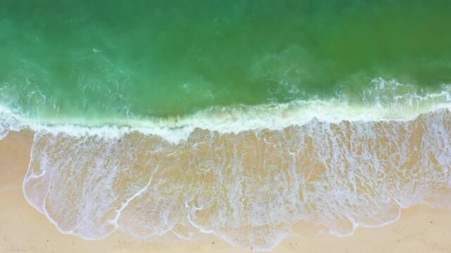 Aerial top view form flying drone of beautiful turquoise blue ocean tropical seascape island for summer vaction on paradise beach.