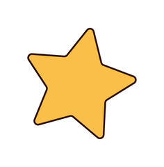Groovy retro yellow star sticker icon in flat pop style. Playful star shape as a modern symbol and Y2K element, graphic for trendy sticker or pop element, fits fun design and cool icon themes.