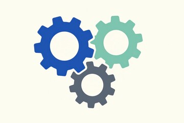 Fototapeta premium Innovative interlocking gears in a minimalist color palette showcasing the importance of collaboration and problem-solving in engineering and technology development