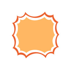 Groovy retro cartoon burst border shape in orange with funky y2k style. Funky frame forms a playful label and background, ideal for pop creative graphic or modern visual projects.