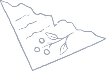 Whimsical castle core line art silver illustration of old letter page corner. Vector medieval hand drawn doodle.