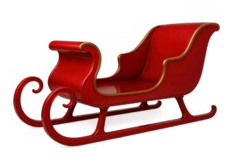 Santa's red christmas sleigh creating holiday magic and delivering festive seasonal gifts, transparent background