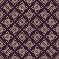 Elegant Plum and Beige Floral Geometric Seamless Pattern