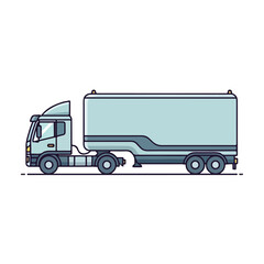 Light Blue Semi Truck Illustration with Trailer, Clean Style