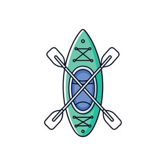 Kayak and Paddles Turquoise and Blue Watersport Icon