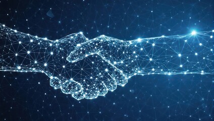 Digital Handshake - Futuristic Business Partnership and Global Connectivity.