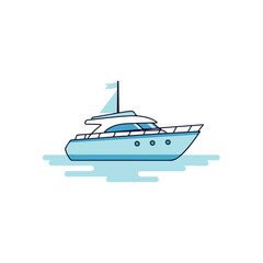 Modern Yacht Floating on Water, Nautical Transportation Vector