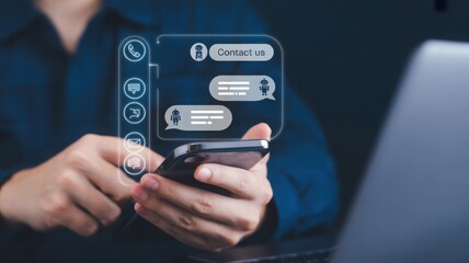 A person interacting with an online AI chatbot, exploring a conversational interface, enhancing customer support.