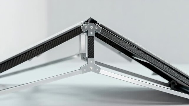 Medium shot showcasing composite roof truss elements being fitted together illustrating modern lightweight materials and innovative design