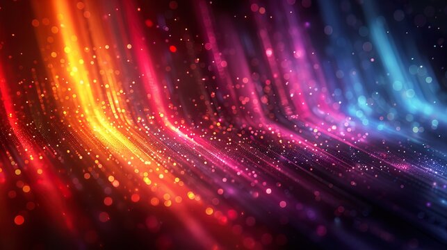 Vibrant abstract light trails in red orange pink and blue gradient, futuristic glowing background, generative ai - Powered by Adobe