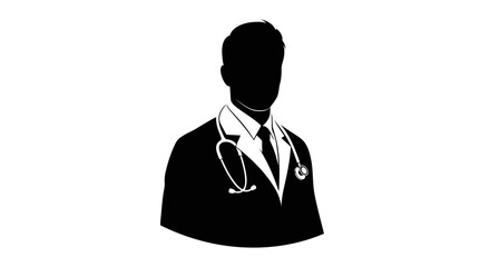 Silhouette of a doctor wearing a stethoscope and a suit