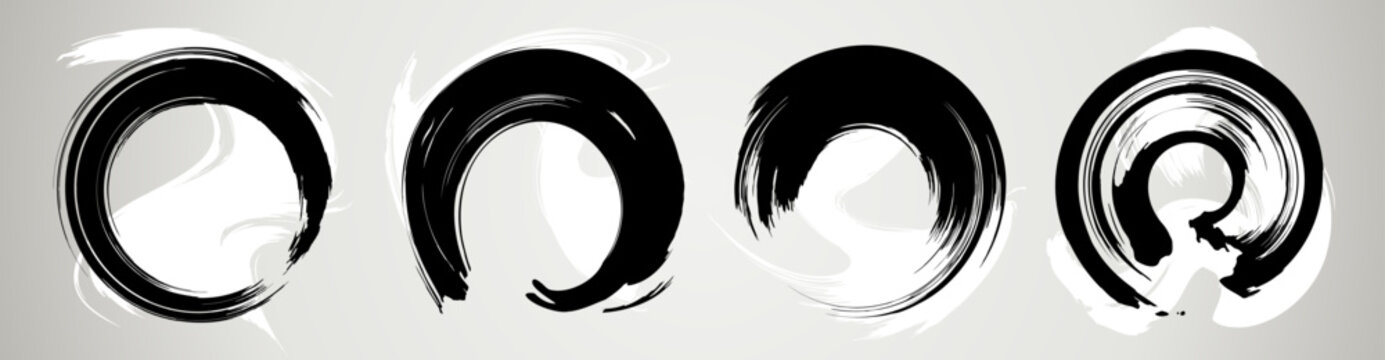 筆で書いた円形のベクター素材。