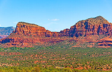 Stunning views of Sedona, a city in the northern Verde Valley region of the U.S. state of Arizona. City is famous for it's red rocks formations.