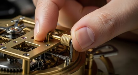 Intricate watch mechanism being assembled with precision and care by a watchmaker a delicate operation showcasing