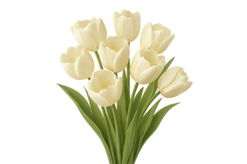 Fototapeta premium White tulip bouquet blooming on transparent background