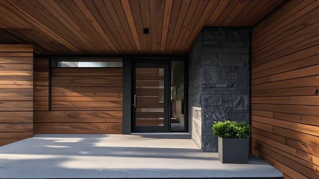 フレームデザインが際立つおしゃれなファサード外構エクステリアのモダン住宅