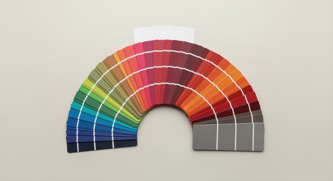 rainbow color palette fanned out on neutral background showing diverse color gradients
