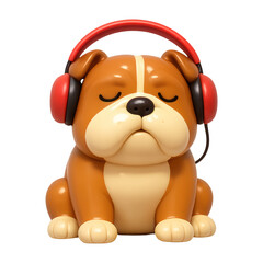 Fototapeta premium PNG Cute bulldog with headphones illustration.