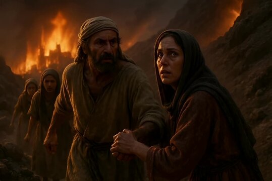 God Punishes Sodom and Gomorrah with Fire and Sulfur from Heaven