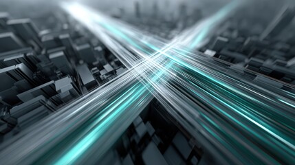 Abstract Technology Cityscape: Data Flow, Future Concept, Design