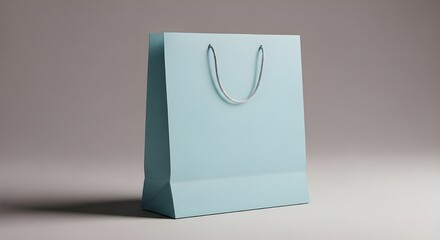 Light blue shopping bag for branding mockups isolated PNG with Transparent Background