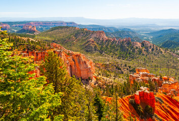 Bryce Canyon National Park, located in Utah state. The red, orange, and white colors of the rocks...