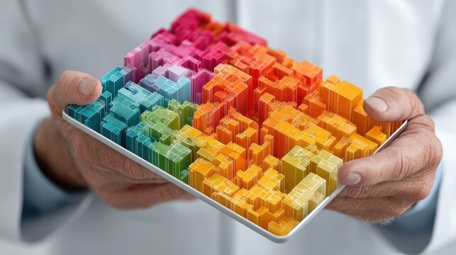 City Planning Tech: 3D Model on Tablet | Architecture Stock Photo, Technology, Design, Abstract