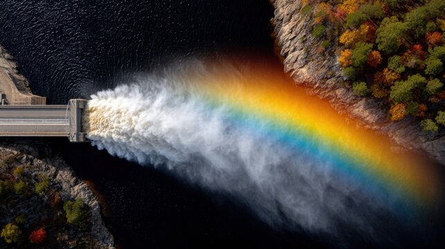 Dam Waterfall Rainbow - Nature, Energy, and Environment Beauty, Technology, Travel