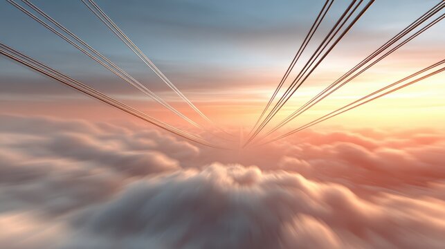 Data Cables over Clouds: Digital Connectivity & Technology, Abstract, Travel - Powered by Adobe