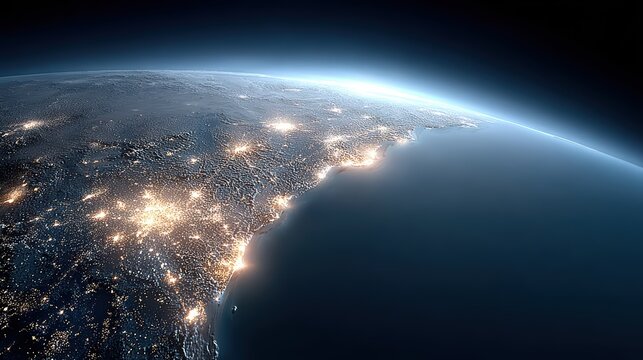 Earth From Space Stock Photo: City Lights & Global Tech, Technology, Business, Travel - Powered by Adobe