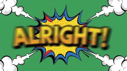 Alright Comic Book Style Pop Art Text Animation. - Powered by Adobe