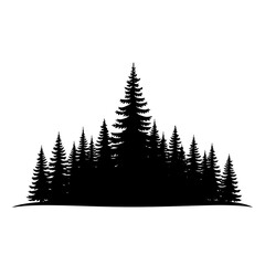Obraz premium Black silhouette of pine trees in a triangular formation 