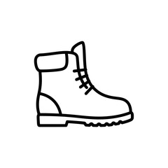 Boot icon illustration in line art style, black color  