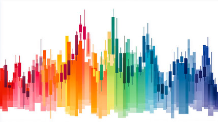 Rainbow Colored Abstract Candlestick Chart – Fusion of Data and Art