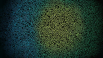 Colorful abstract design with green and blue lines. The design is made up of many different shapes and lines