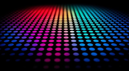 Colorful pattern of dots on a black background. The dots are of different colors and sizes, creating a vibrant