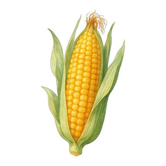 PNG Vibrant corn watercolor illustration.