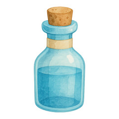 PNG Whimsical blue potion bottle illustration.