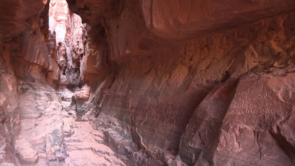 A trip to Wadi Rum desert in Jordan. Beautiful 
african travel photo. Mountains, rocks, canyon,...
