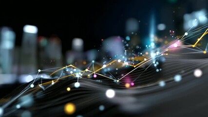 Defocused visualization of AI neural networks processing financial data and predictive analytics for smart investments, with copy space. - Powered by Adobe