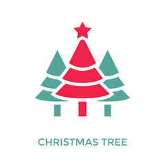 Christmas Tree Icon Dual Tone Style. Vector Illustration For Graphic Design