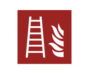 Fire Ladder ISO 7010 – F003 sign illustration on transparent background. 