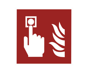 ISO 7010 F005 Fire alarm call point sign illustration on transparent background. 

