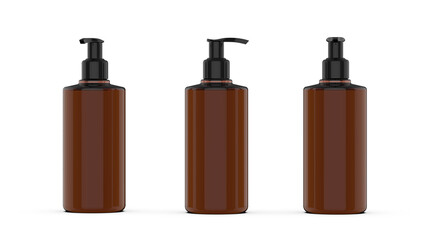 Brown Pump Bottles Set for Beauty and Personal Care Products