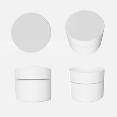 Blank White Cosmetic Jar Mockup Set: Skincare Cream Pot Packaging, Multiple Views
