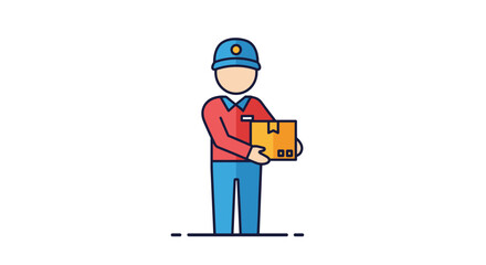 Fototapeta premium Delivery person holding a package isolated on white background