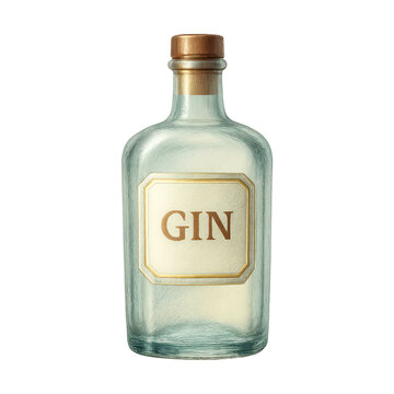 PNG Elegant gin bottle illustration.
